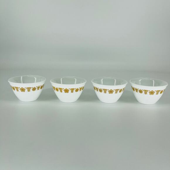 Vintage Corelle by Corning Butterfly Gold Flat Coffee Tea Cups - Set of 4 - GUC - Picture 4 of 11